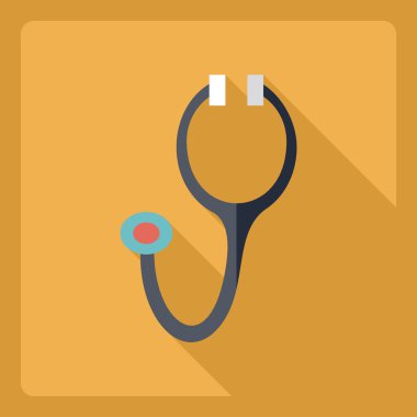 Düz modern tasarımı ile gölge simgesi stethoscop