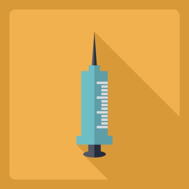 Gölge simgesi şırınga ile düz modern tasarım