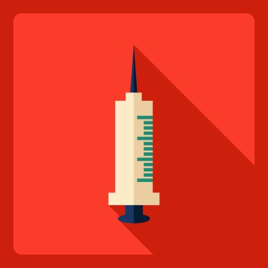 Gölge simgesi şırınga ile düz modern tasarım