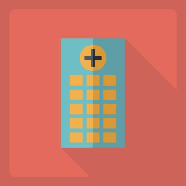 Gölge simgesi hastane ile düz modern tasarım