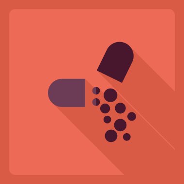 Gölge simgesi ilaç ile düz modern tasarım