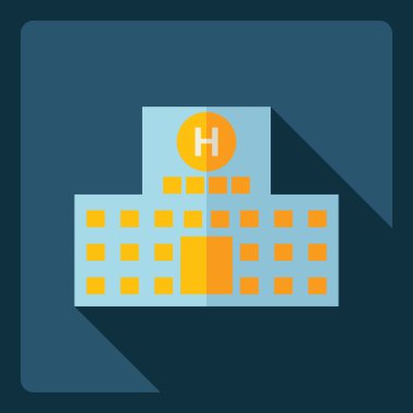 Gölge simgesi hastane ile düz modern tasarım