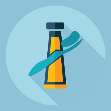 Gölge simgesi diş macunu ile düz modern tasarım