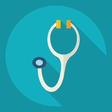 Düz modern tasarımı ile gölge simgesi stethoscop