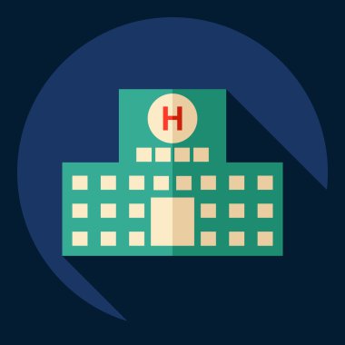 Gölge simgesi hastane ile düz modern tasarım