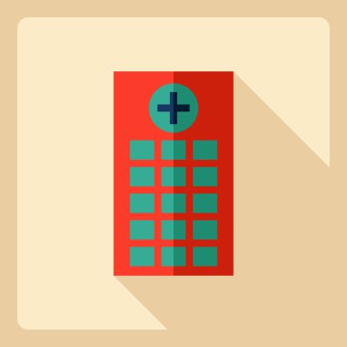 Gölge simgesi hastane ile düz modern tasarım