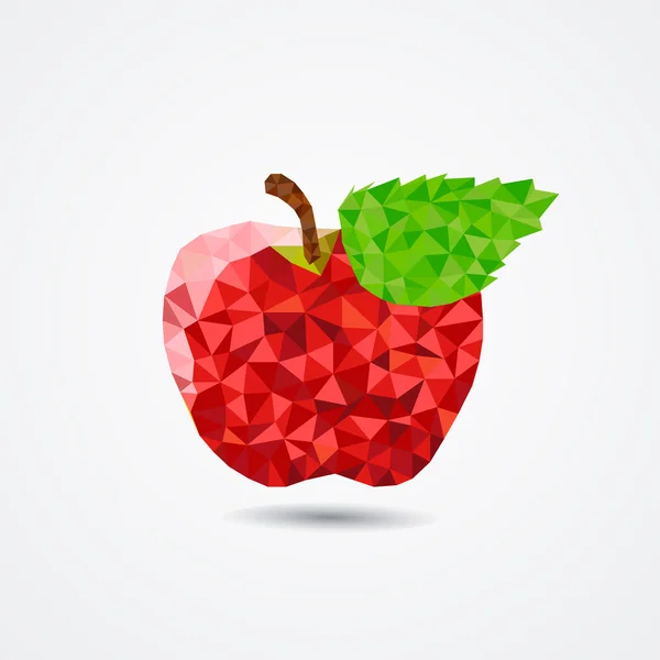 스타일 다각형 그래픽에 빨간 사과 — 스톡 벡터