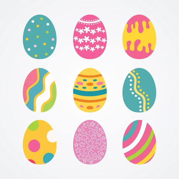 Zábavná a krásná vajíčka na Velikonoce, velikonoční, dovolená, velikonoční symbol — Stockový vektor