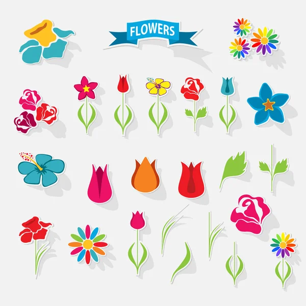 Sada květiny, přírodní papír, vektorový obrázek — Stockový vektor