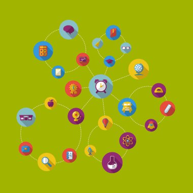 Eğitim için düz tasarım kavramı simge kümesi