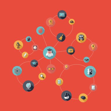 Eğitim için düz tasarım kavramı simge kümesi