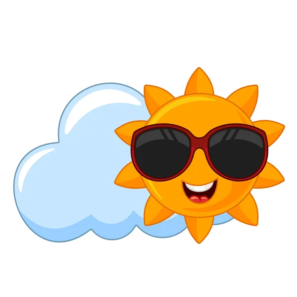 Happy Sun óculos com nuvem em um fundo branco —  Vetores de Stock