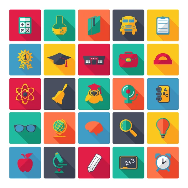 Conjunto de iconos de concepto de diseño plano para la educación — Vector de stock