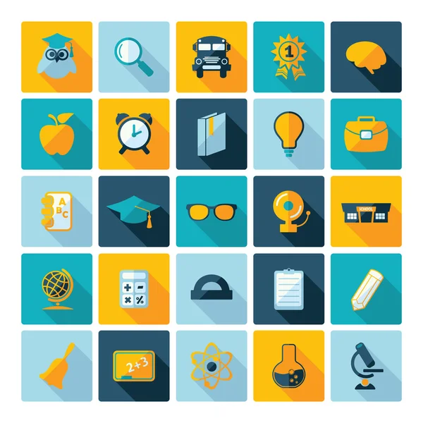 Set di icone del concetto di design piatto per l'istruzione — Vettoriale Stock