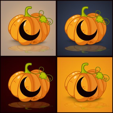 Moon, afiş ve arka plan için Halloween kabaklar için