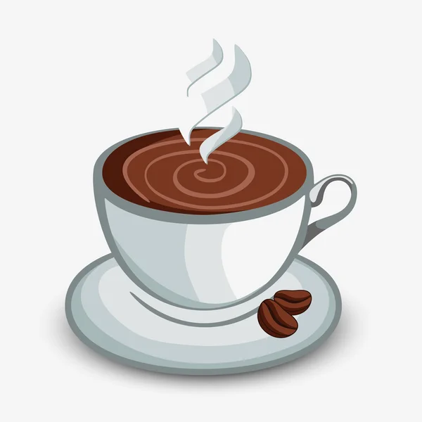 Xícara de café em um fundo branco com sombra — Vetor de Stock