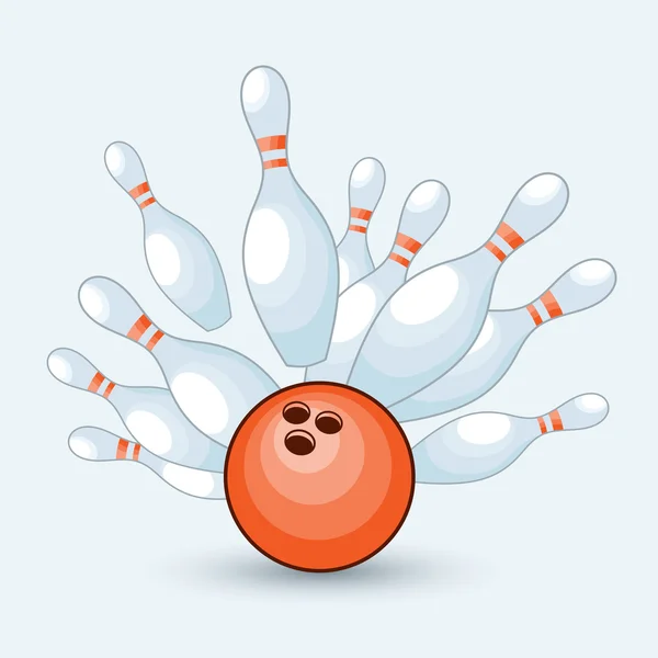 Teke és bowling golyót egy fehér háttér — Stock Vector