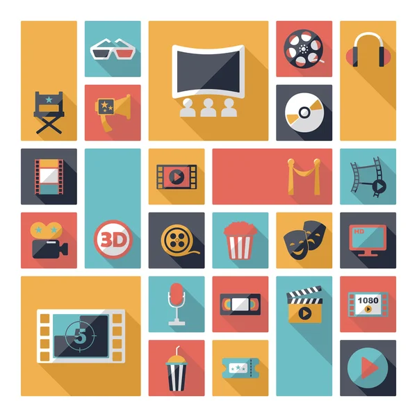 Conjunto de elementos de design de filmes e ícones de cinema — Vetor de Stock