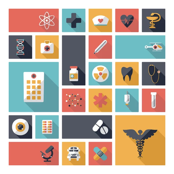 Conjunto de iconos de concepto de diseño plano para medicina — Archivo Imágenes Vectoriales