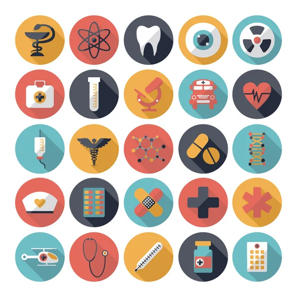 Conjunto de iconos de concepto de diseño plano para medicina — Vector de stock