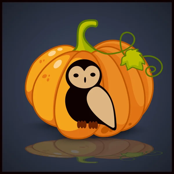 Búho, banner y fondo para calabazas para Halloween — Vector de stock