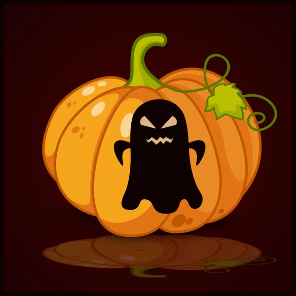 Fantasma, bandera y fondo para calabazas para Halloween — Vector de stock