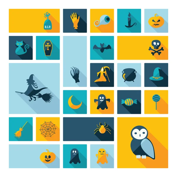Collection de symboles Halloween. Icônes plates. Horribles vacances — Image vectorielle