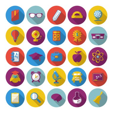 Eğitim için düz tasarım kavramı simge kümesi