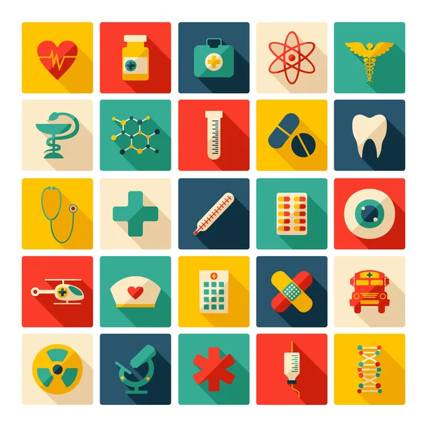 Conjunto de iconos de concepto de diseño plano para medicina — Archivo Imágenes Vectoriales