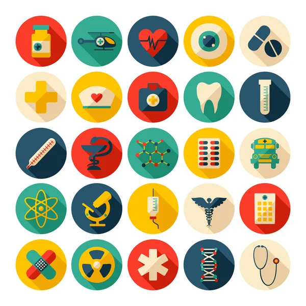 Conjunto de iconos de concepto de diseño plano para medicina — Archivo Imágenes Vectoriales