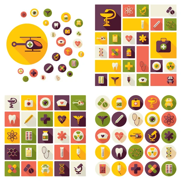 Ensemble d'icônes de conception plate pour la médecine — Image vectorielle