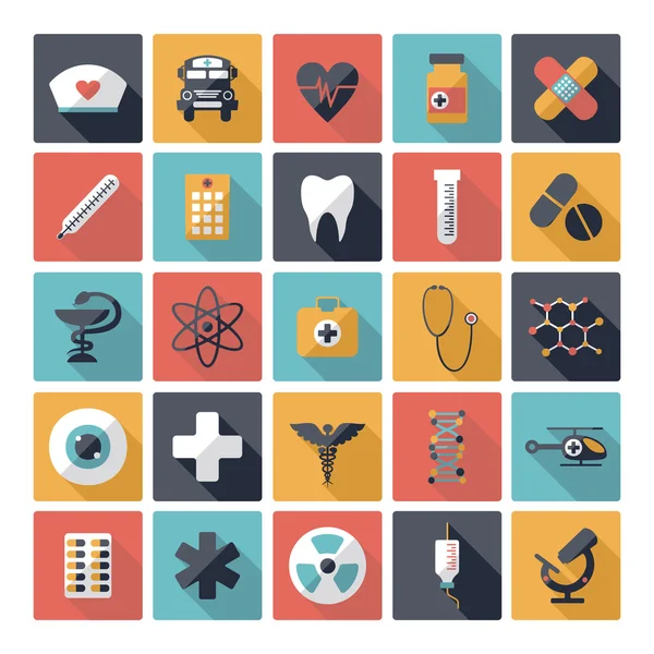 Ensemble d'icônes de conception plate pour la médecine — Image vectorielle