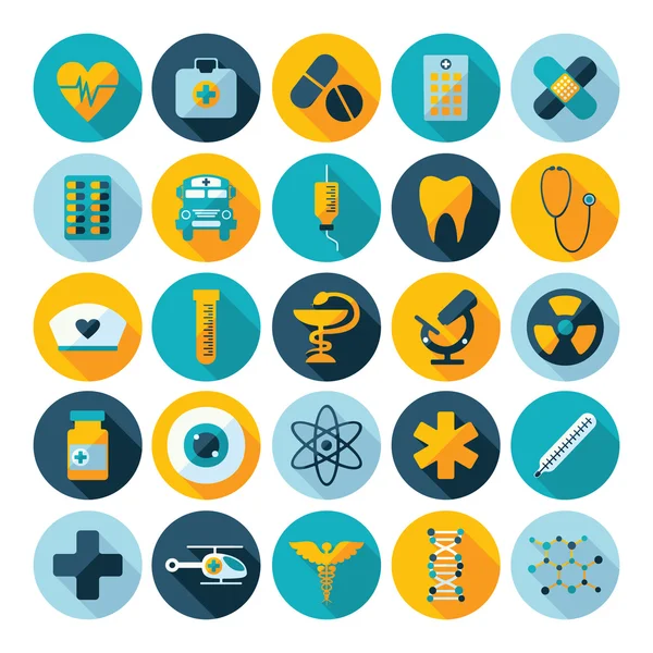 Conjunto de iconos de concepto de diseño plano para medicina — Archivo Imágenes Vectoriales