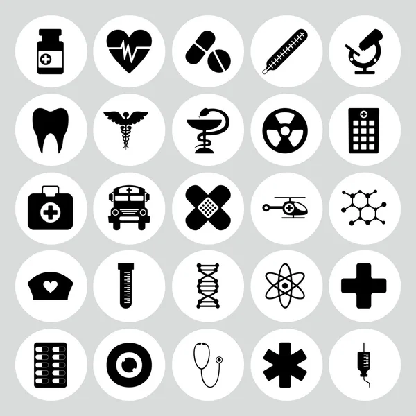 Набір чорних іконок на білому тлі медицини — стоковий вектор