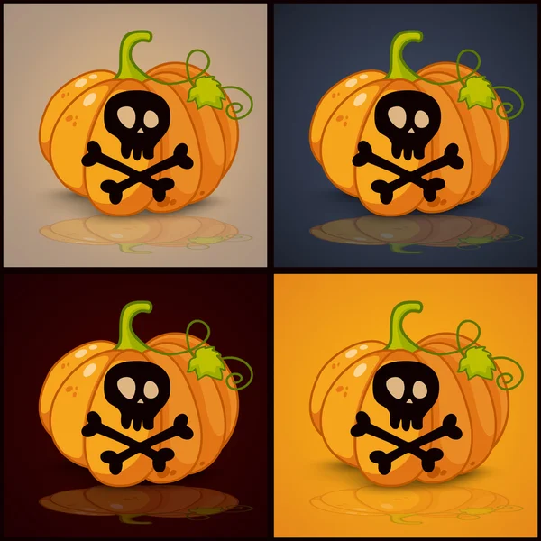 Fond crâne et os croisés pour citrouilles Halloween — Image vectorielle