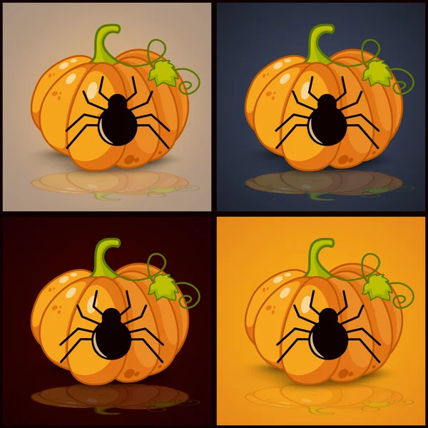 Araignée, bannière et fond pour citrouilles Halloween — Image vectorielle