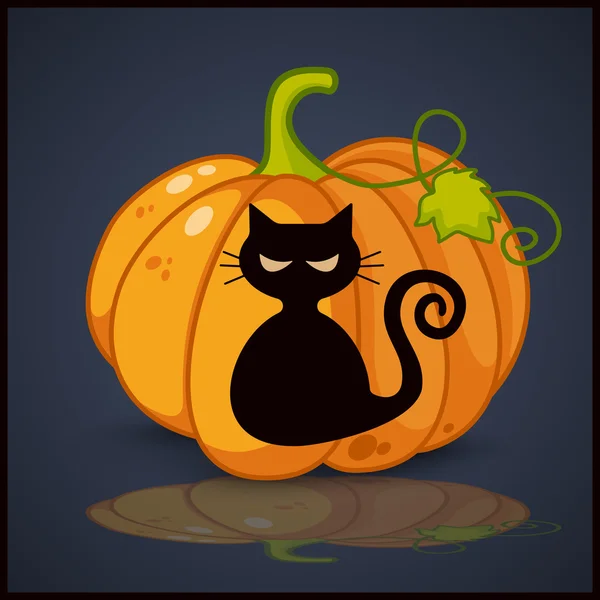 Chat, bannière et fond pour citrouilles Halloween — Image vectorielle