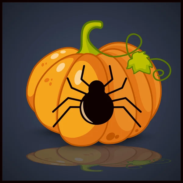 Spinne, Banner und Hintergrund für Kürbisse zu Halloween — Stockvektor