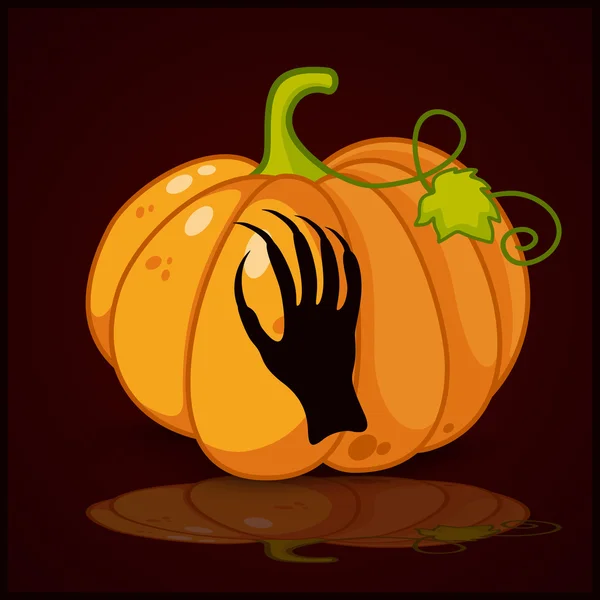 Main zombie, bannière et fond pour citrouilles Halloween — Image vectorielle