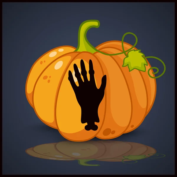 Mano zombie, banner e sfondo per zucche Halloween — Vettoriale Stock