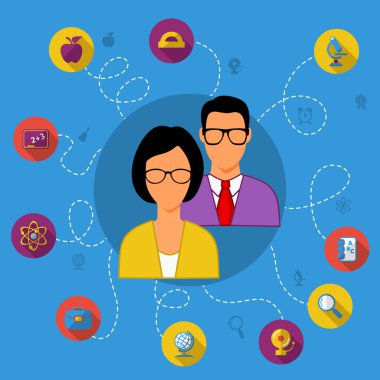 Eğitim için düz tasarım kavramı simge kümesi