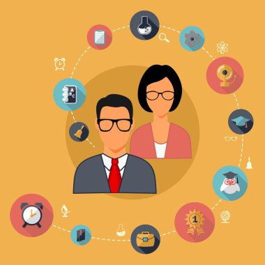 Eğitim için düz tasarım kavramı simge kümesi