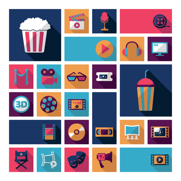 Set of movie design elements and cinema icons