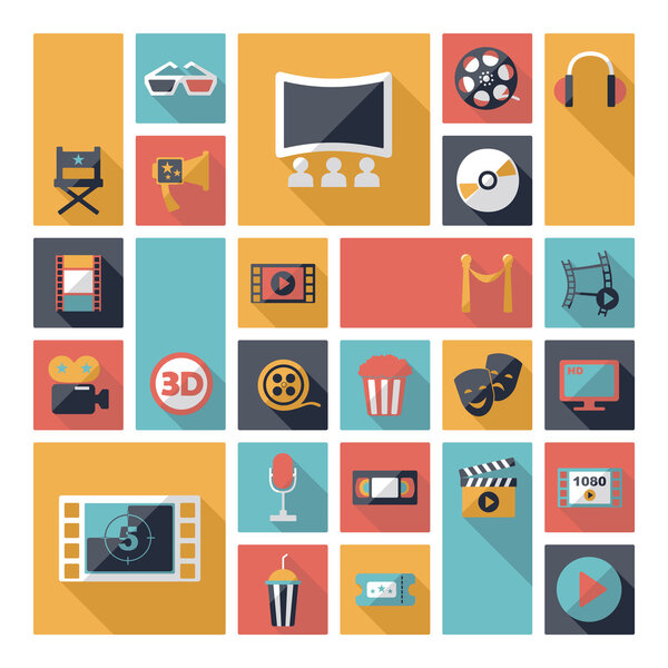 Set of movie design elements and cinema icons