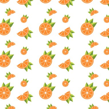 portakal ve yaprakları ile desen. Vektör doku çizim