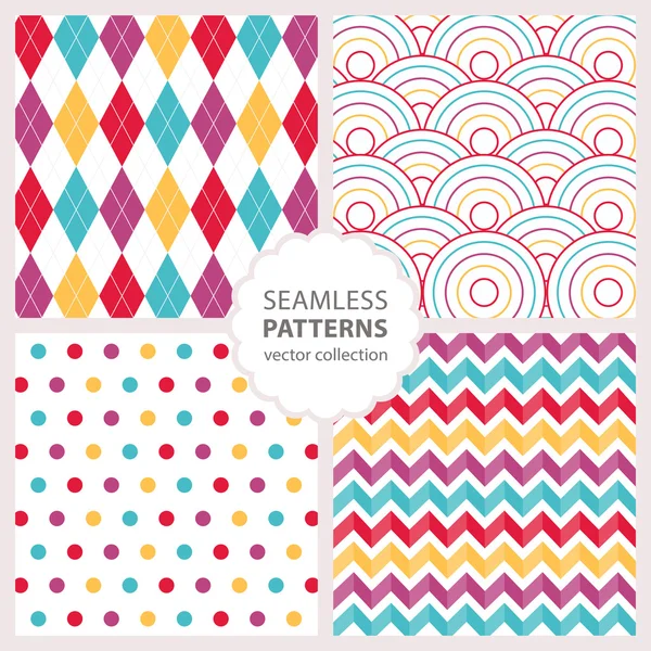 Drawn painted geometric patterns set. Vector illustration — Stock Vector