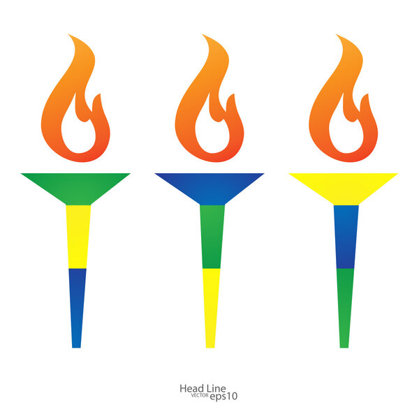 Torch vector icon isolated . Olimpic fire. Symbol of Olympic games.