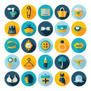 Gölge ile düz konsept tasarım Ladys ayarla çanta