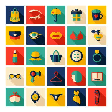 Gölge ile düz konsept tasarım Ladys ayarla çanta