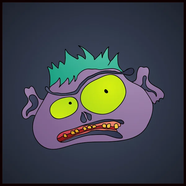 Zombies cara de dibujos animados sobre un fondo oscuro — Vector de stock